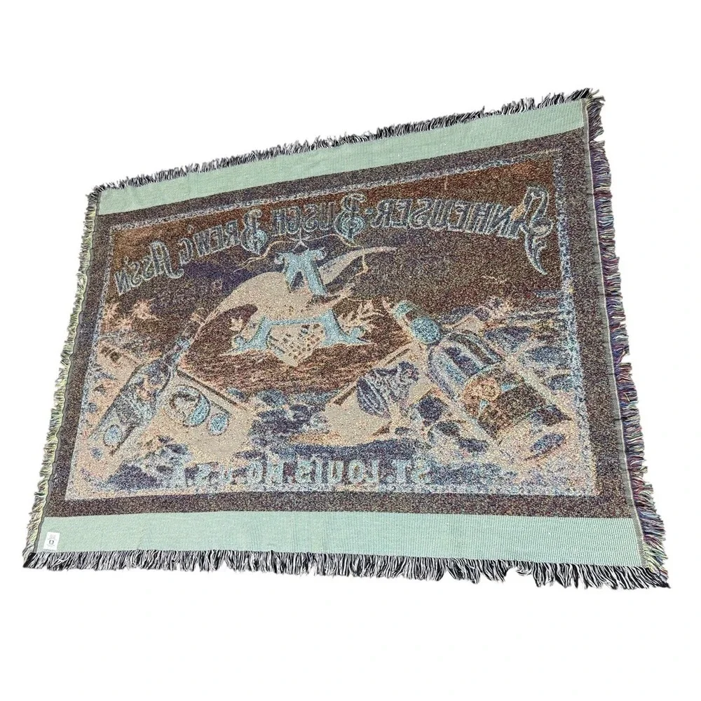 Vintage Budweiser Anheuser-Busch Throw Tapestry  51X69 Made In USA 100% Cotton